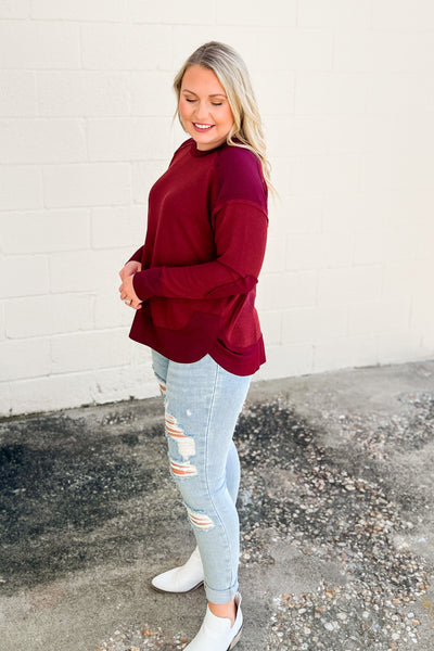 In A Rush Thermal Top, Burgundy