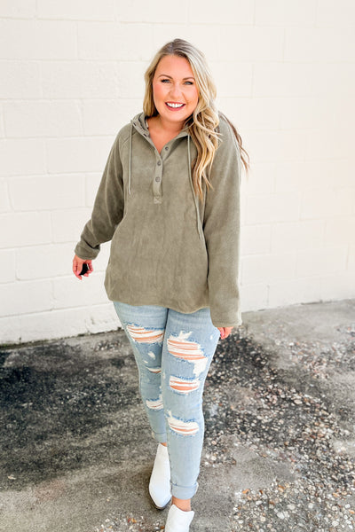 Haylo Sherpa Pullover Hoodie, Olive