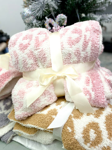 BF DEAL | Luxe Soft Leopard Blanket, Blush
