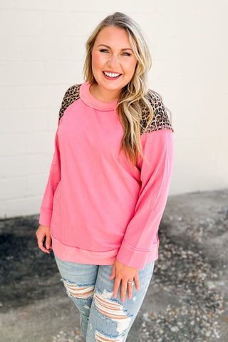 All Around The Way Leopard Pullover, Pink
