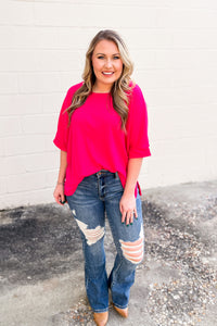 Simple One Ribbed Top, Fuchsia