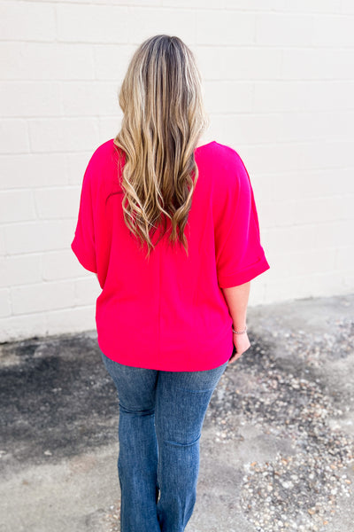 Simple One Ribbed Top, Fuchsia