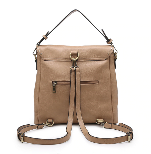 Indigo Convertible Backpack Purse with Stud Details