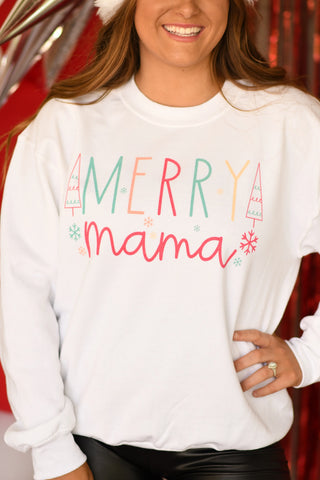 Merry Mama Graphic Sweatshirt, White