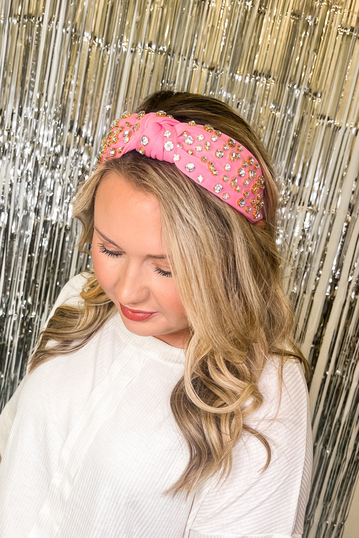 Rhinestone Knot Headband, Pink