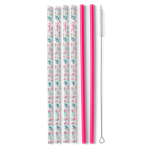Swig Party Animal & Hot Pink Reusable Straw Set